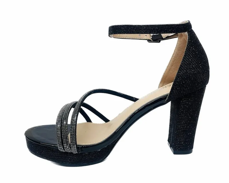 Diamante Strap Block Heel Sandals