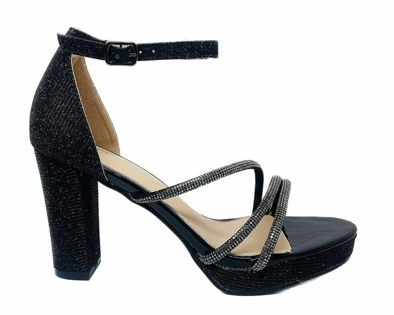 Diamante Strap Block Heel Sandals